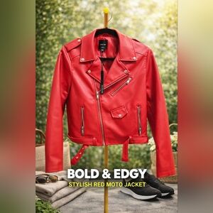 Love Tree NWT Vibrant Red Bomber Jacket Size Medium